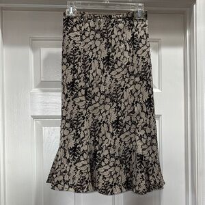 Jones of New York Sheer Lined Floral Black and Cream Women's Skirt